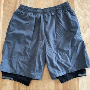 Skora Shorts Mens Small Gray Qwick-Dry 2-in-1 Liner Athletic Running Gym Workout
